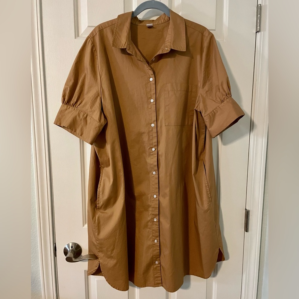 Old Navy cotton shirt dress XL Camel